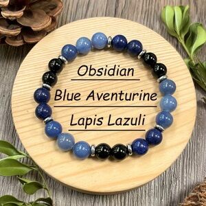💎4/$20💎Obsidian, Blue Aventurine & Lapis Lazuli Beaded Bracelet (PREVIEW)